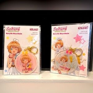 New Sakura Kinomoto Keychain Bag Charm Cardcaptor Sanrio Anime Round One